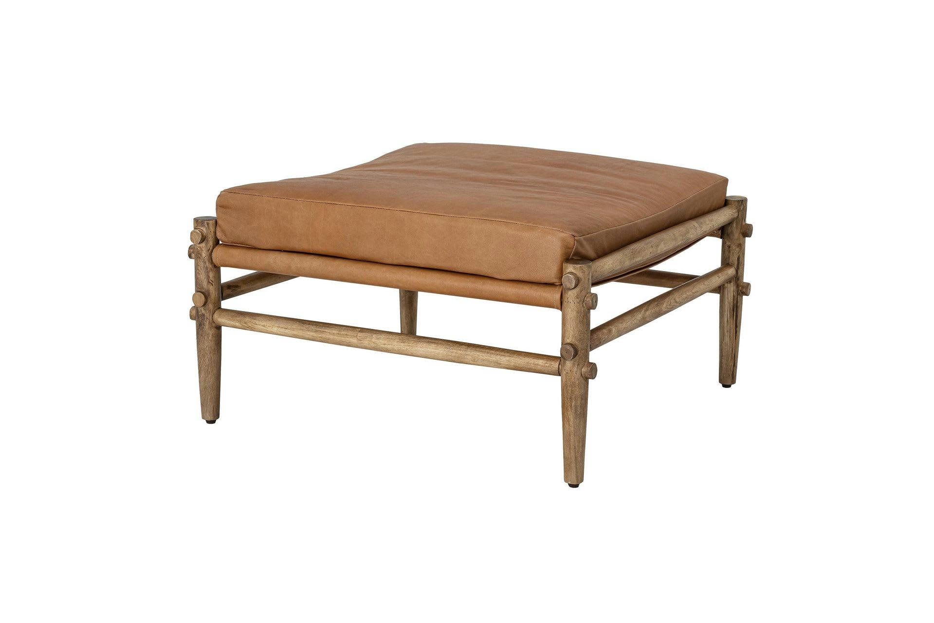 AYSIA - Tabouret en cuir marron