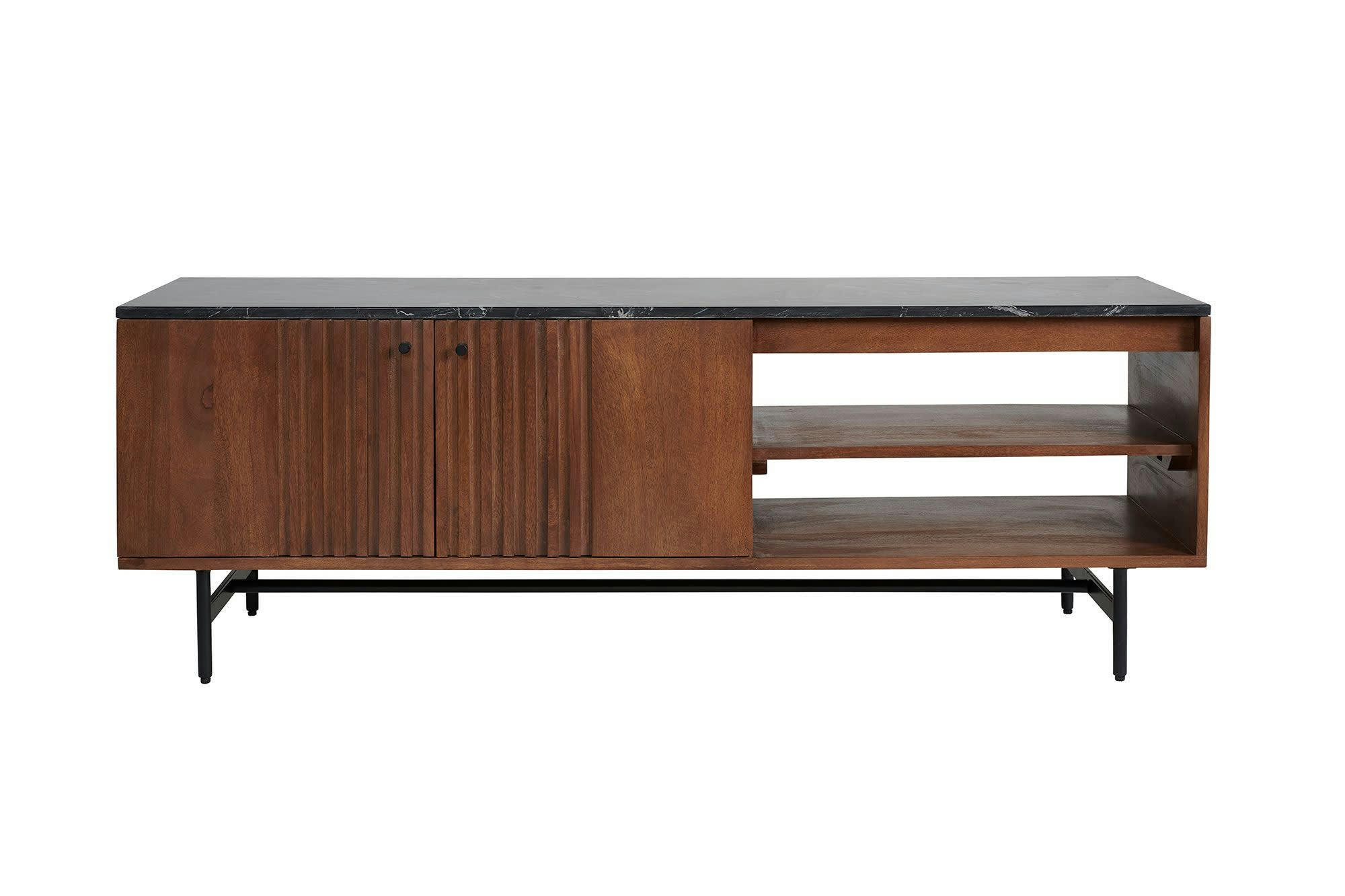 MAQUITA - Meuble TV en manguier et marbre L145