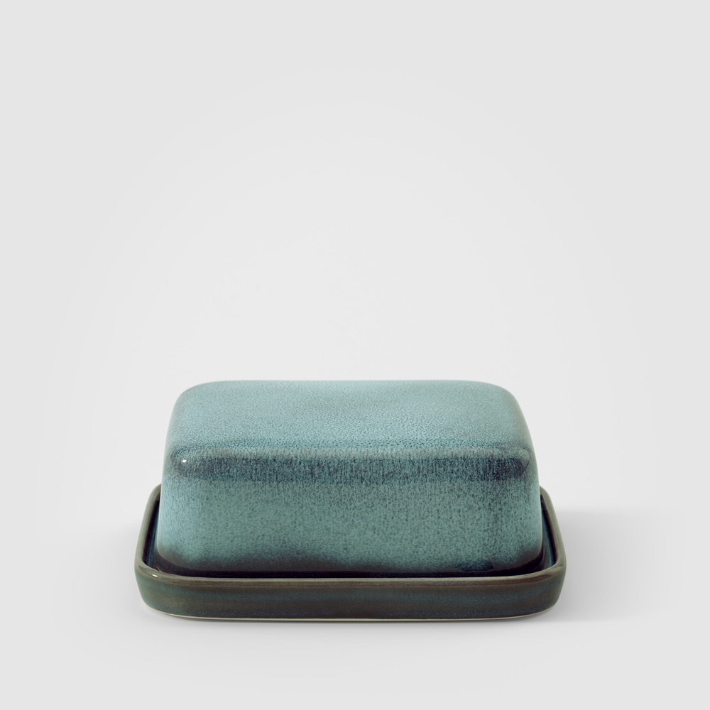 Lave Covered butter dish - Blue, stoneware