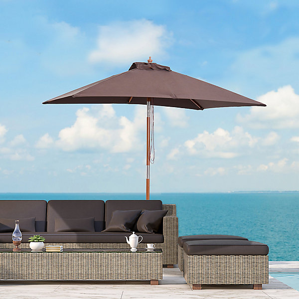 Parasol rectangulaire inclinable bois polyester haute densité 2L x 1,5l x 2,3H m chocolat
