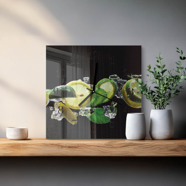 Zegar ścienny 30x30 Cytryna i Limonka nowoczesny do salonu