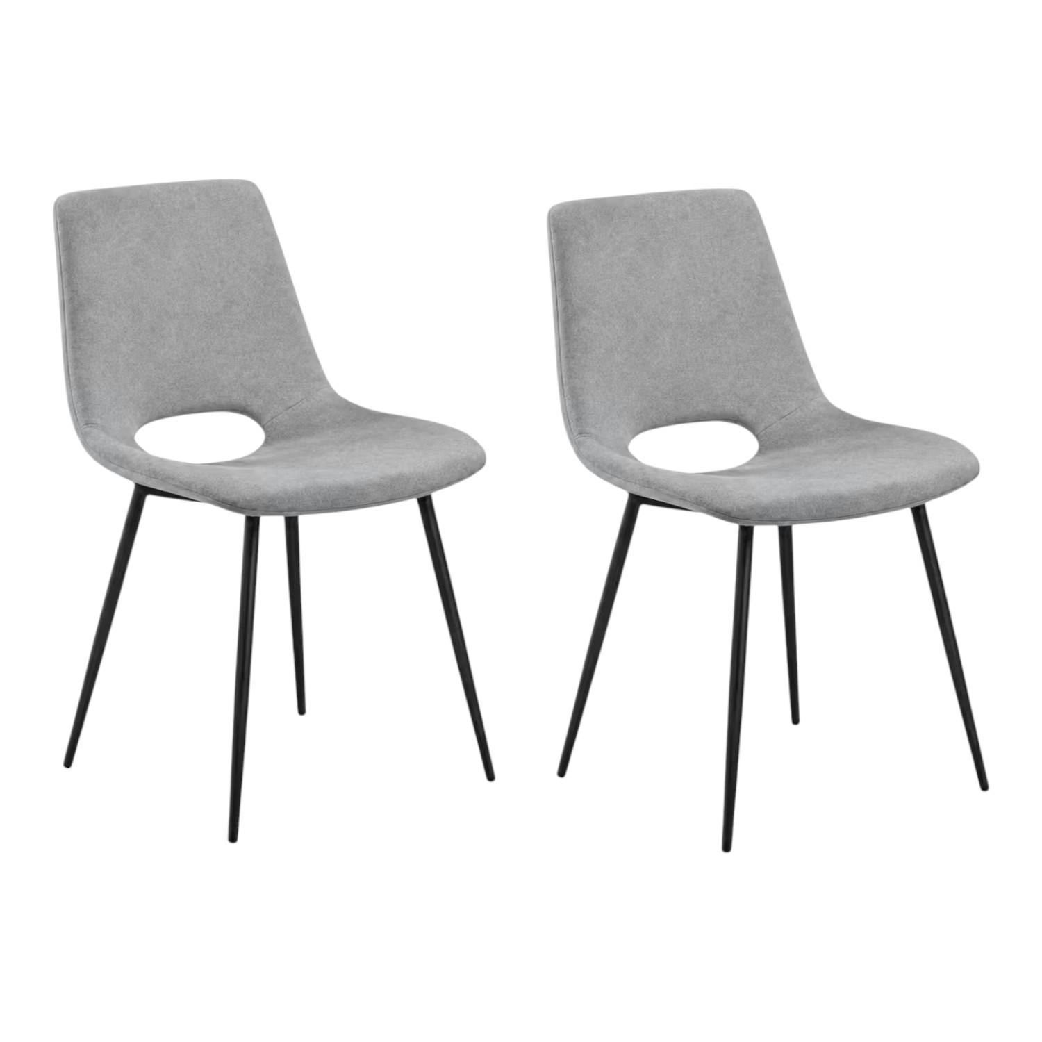 Chaise tissu gris à dossier ouvert (lot de 2) LORA