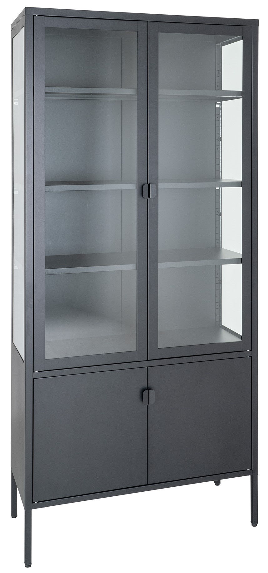 House Nordic Brisbane Zwart   Glas Vitrinekast 4-Deuren