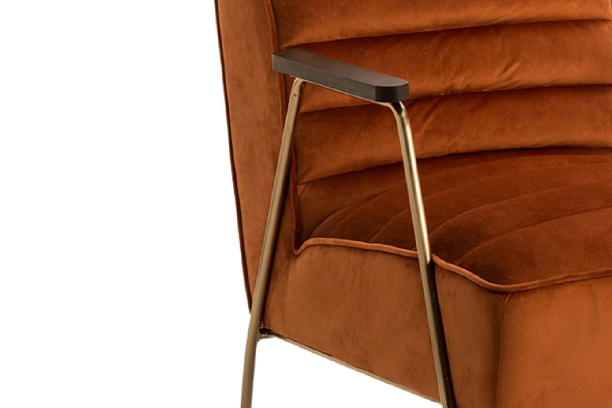 LISBOA - Fauteuil relax en velours et métal doré