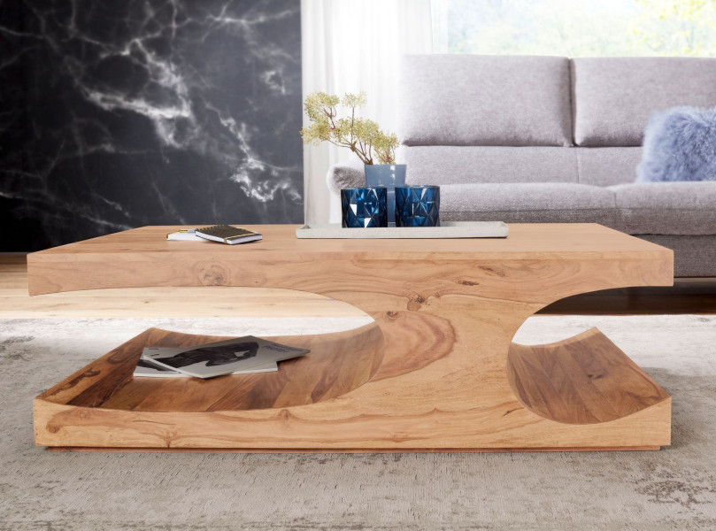 Stół Kawowy 118x70x38 cm Lite Drewno Prostokątny Rustykalny Salonu