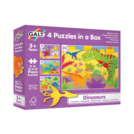 Galt Dinosaurs 4 Puzzles in a Box