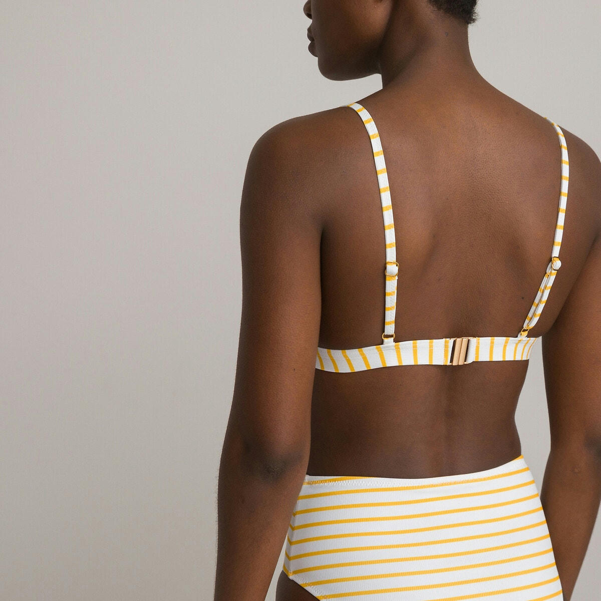 Haut de maillot de bain triangle, à rayures
