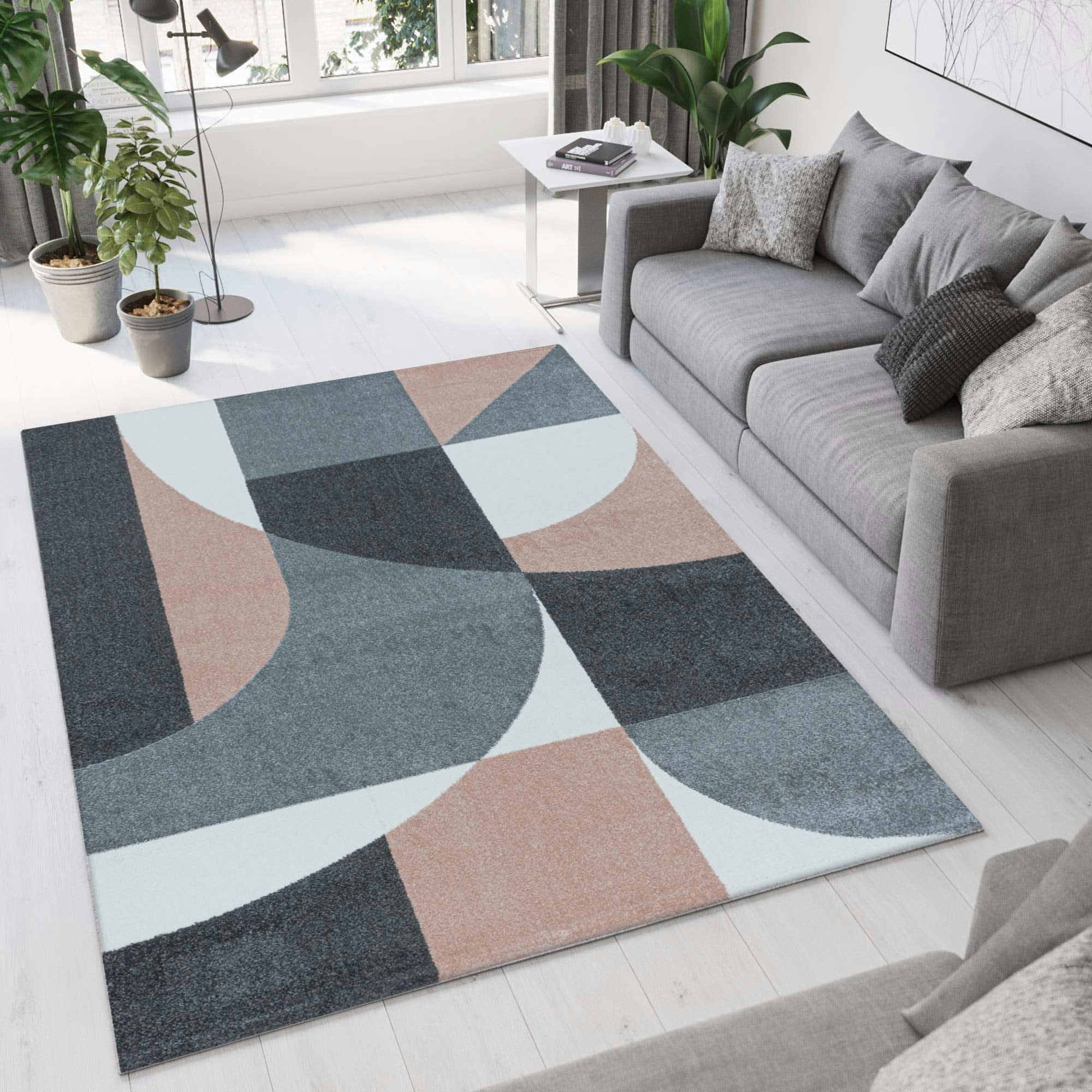 PICASSO - Tapis géométrique rose 200x290cm