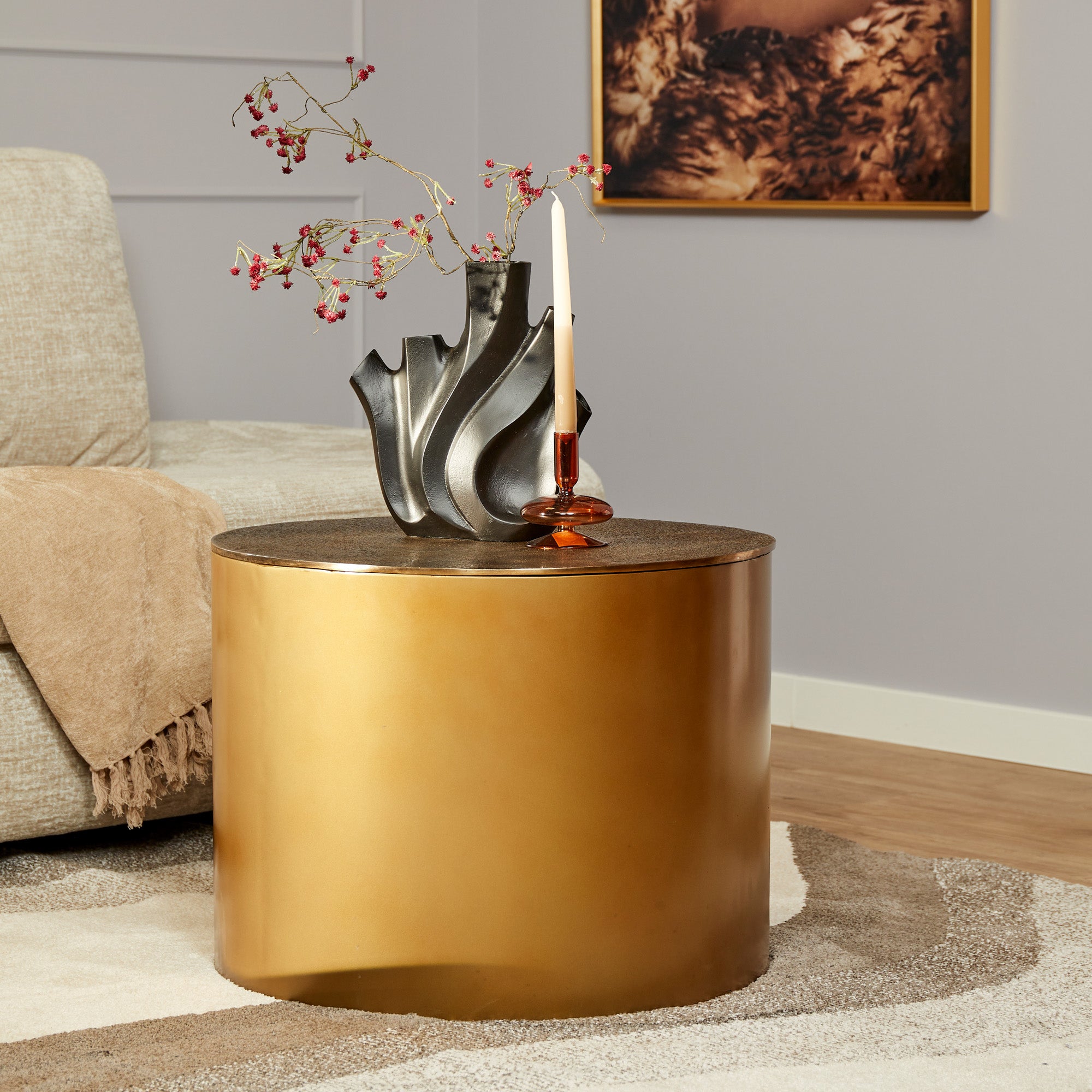 Starfurn salontafel Fiore - goud - 60x60x45cm
