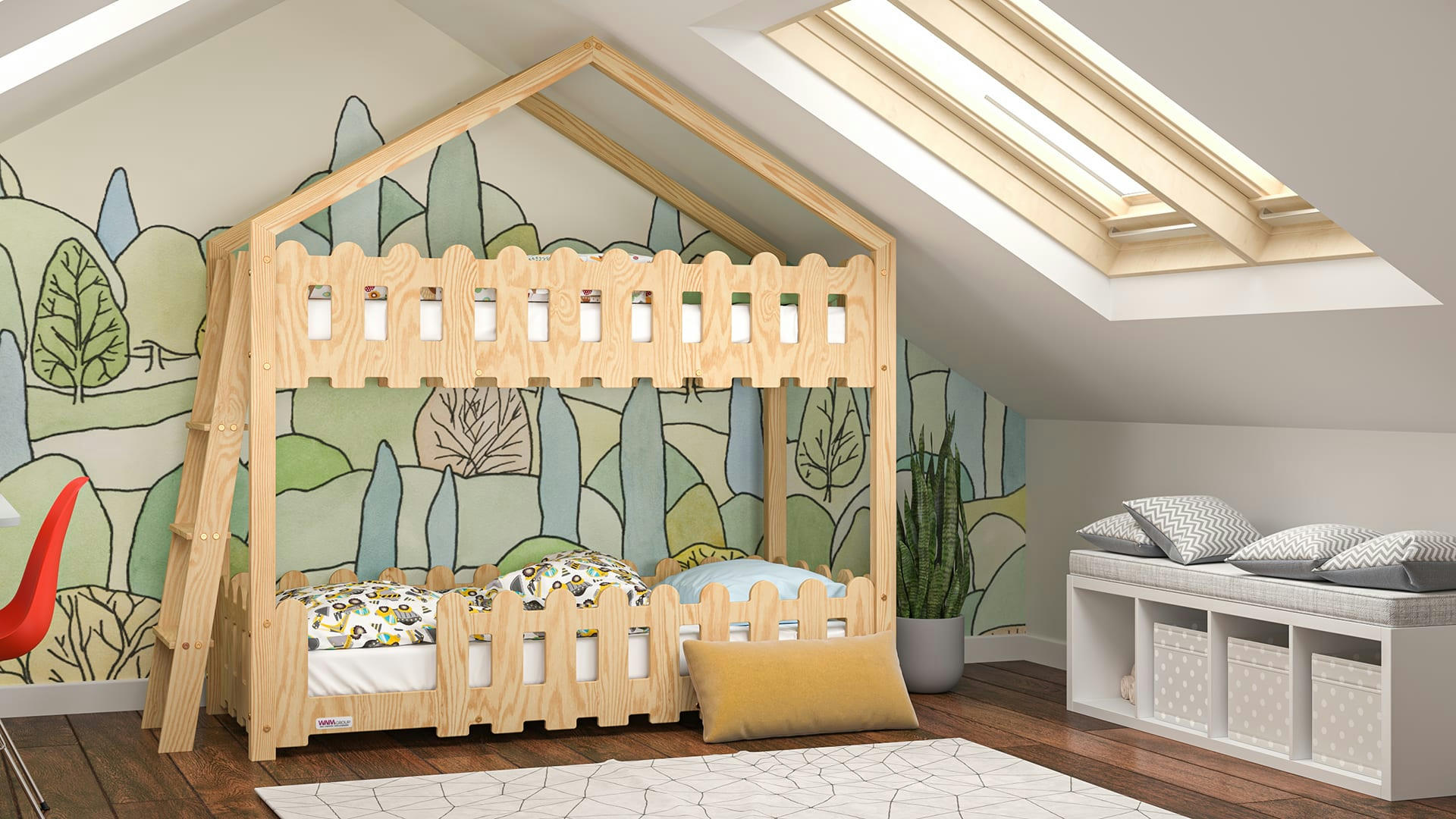 - Lit superposé en contreplaqué de pin 200x90 naturel