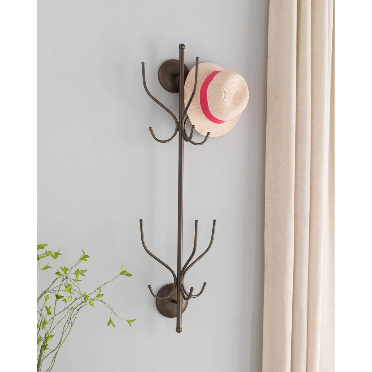 Pilaster Design Cayenne Metal 12 Hook Wall Mounted Hat & Coat Rack - 13Wx10Dx43.5H