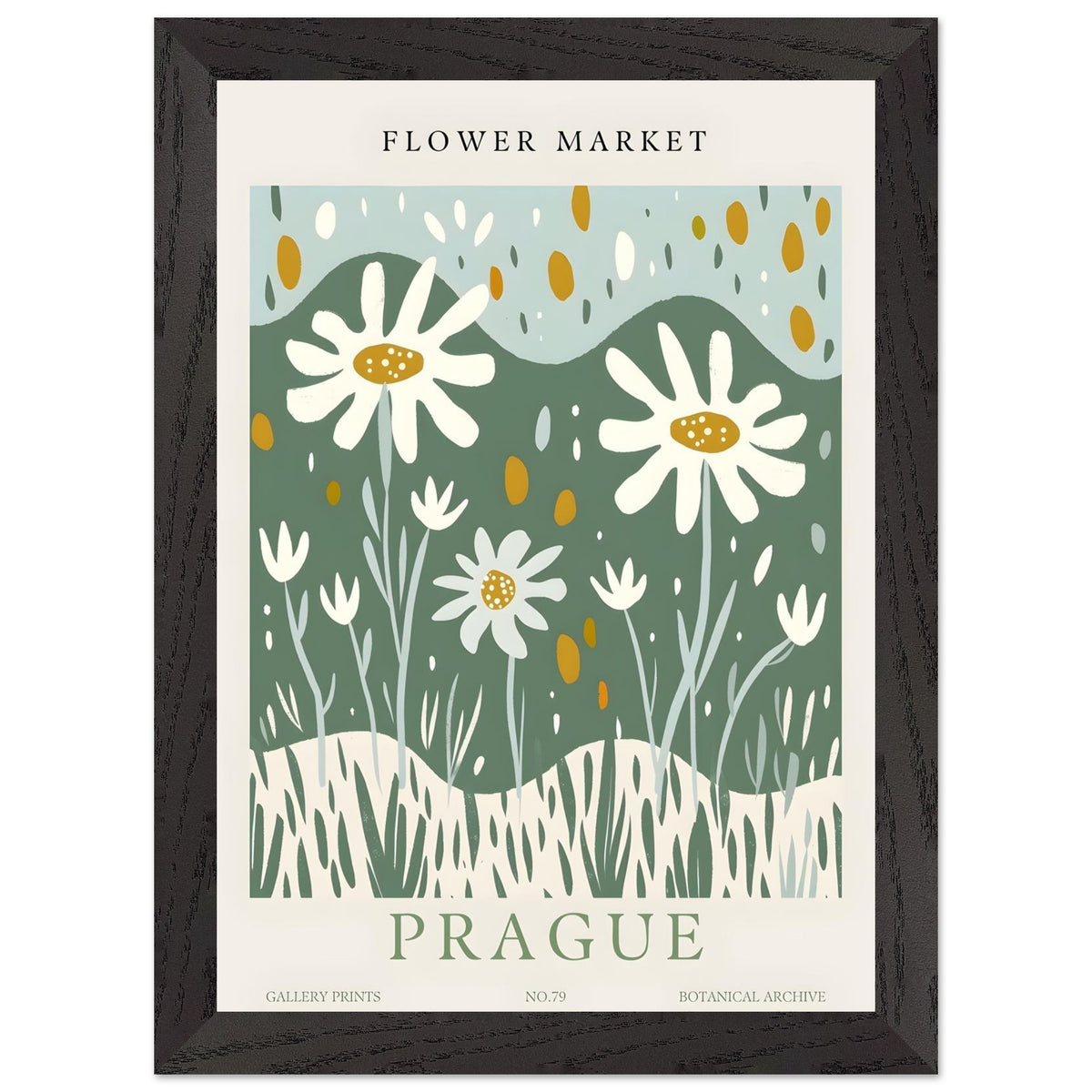 Artfulprints Poster met Lijst Flower market - Prague II  - A4 21x29.7 cm - Meerkleurig