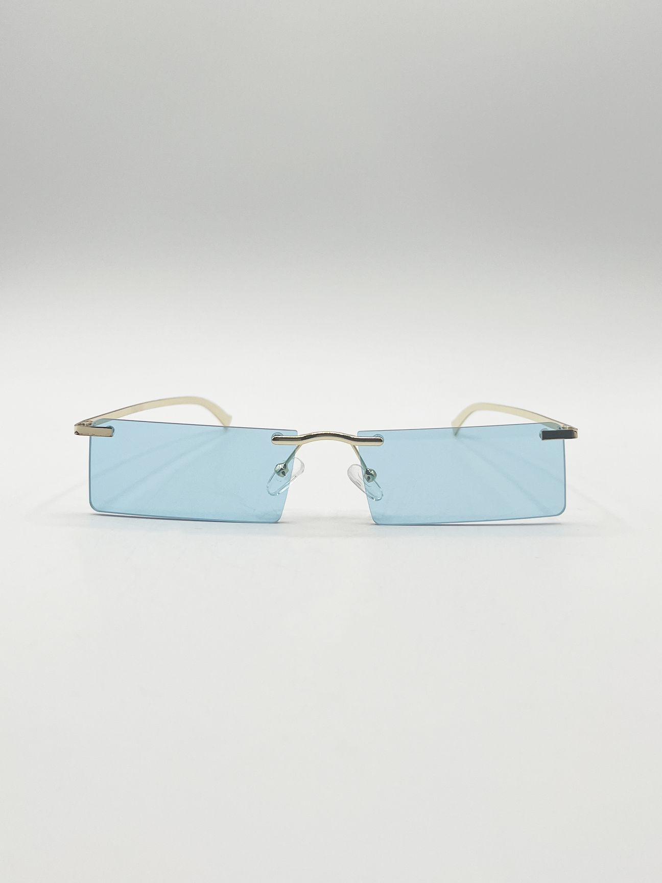 SVNX Frameless Rectangle Sunglasses in Pale Blue