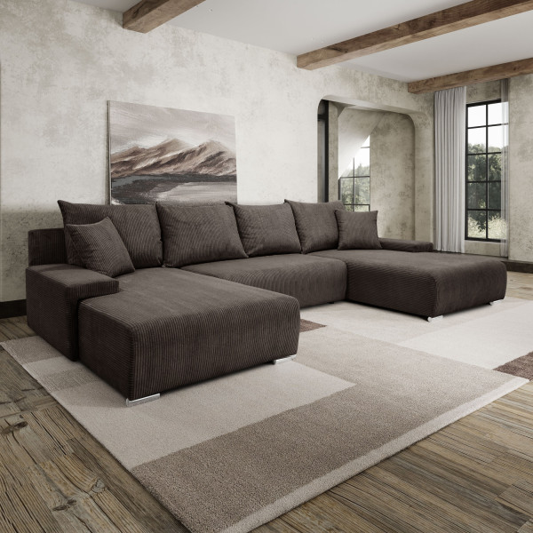 Narożnik, Sofa w kształcie litery U, Livorno U tkanina Poso Brązowy