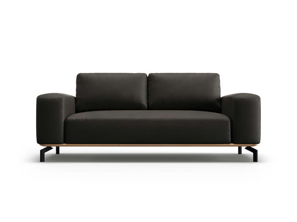 MARC - Canapé 2 places en cuir noir
