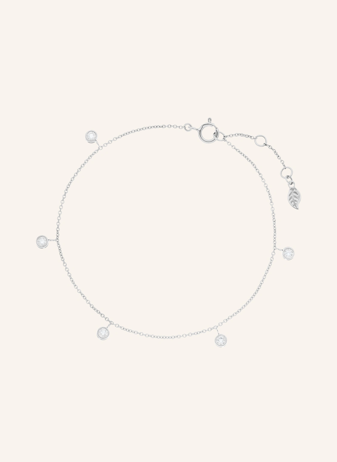 Leaf Armband MY FIRST DIAMOND Charms aus 14 Karat Weißgold mit Diamanten