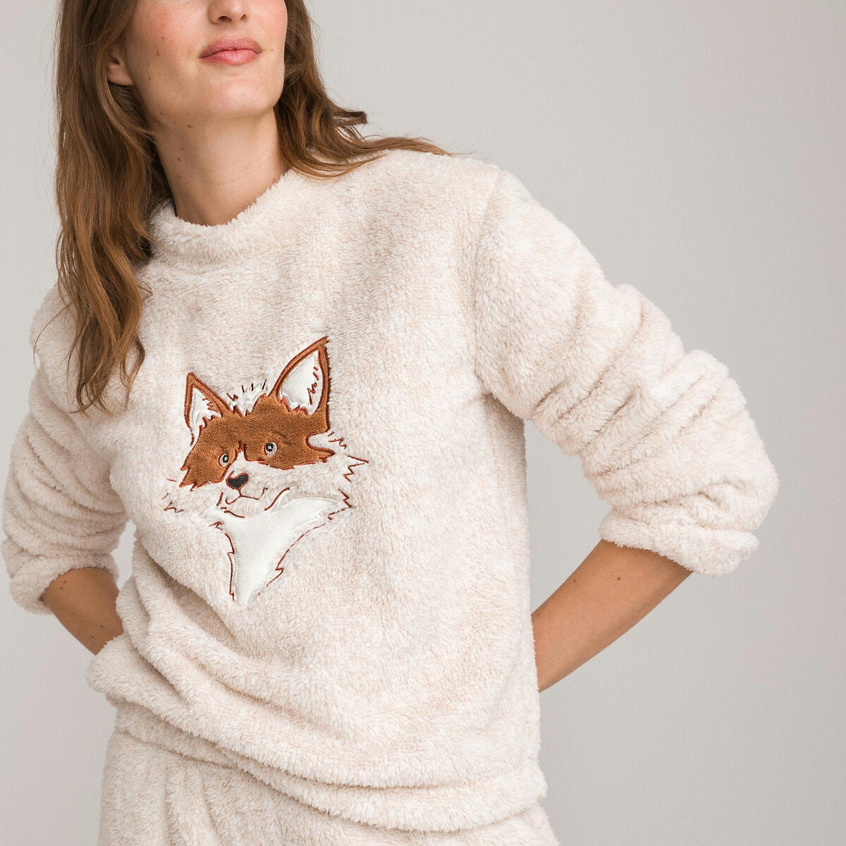 Pyjama maille peluche, brodé