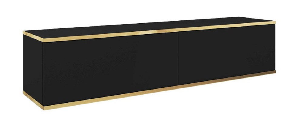 Szafka RTV wisząca POLO 135 cm front gładki - czarna