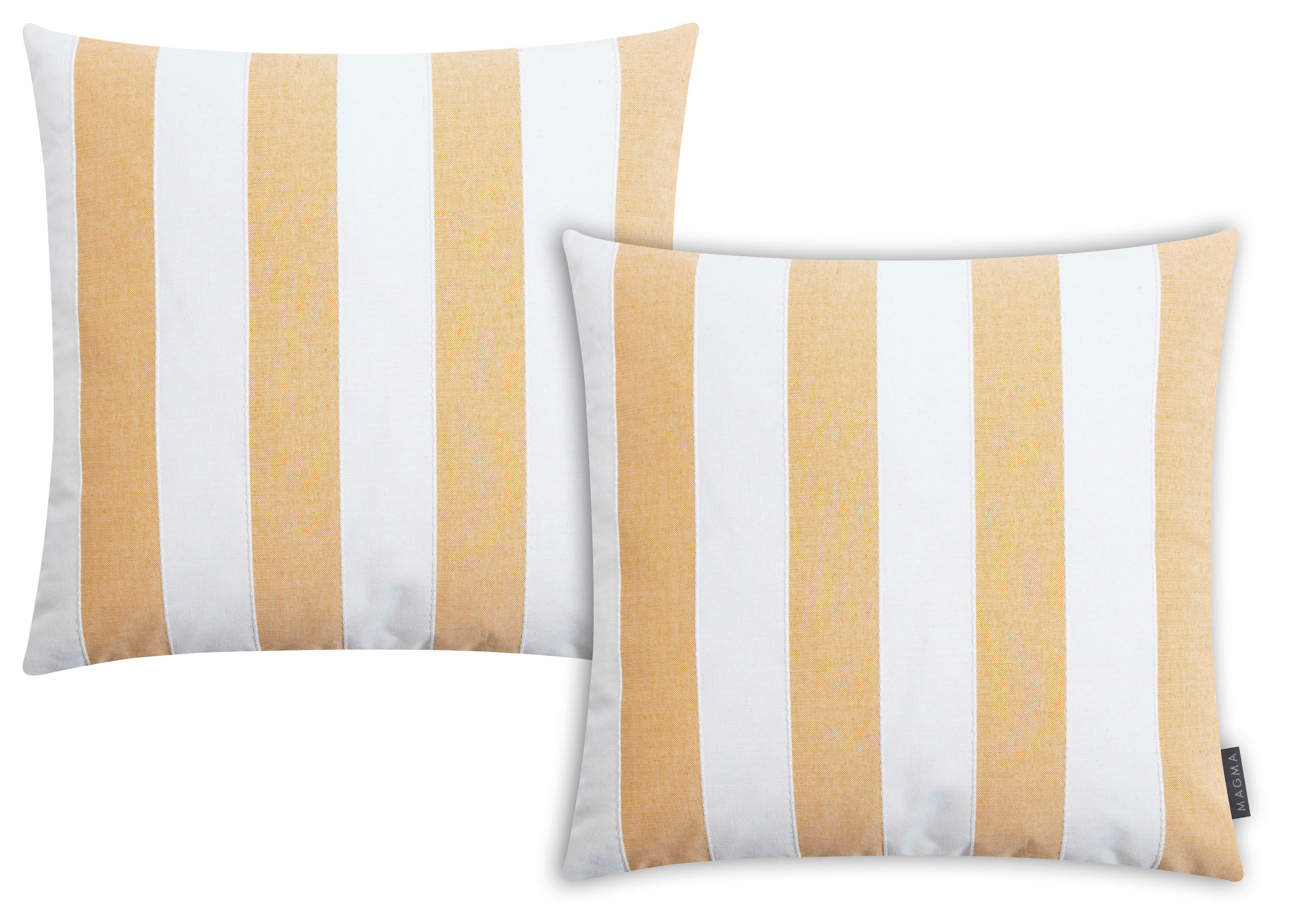 MARLENE - Housses de coussin rayées blanc et orange -Lot de 2- 50x50