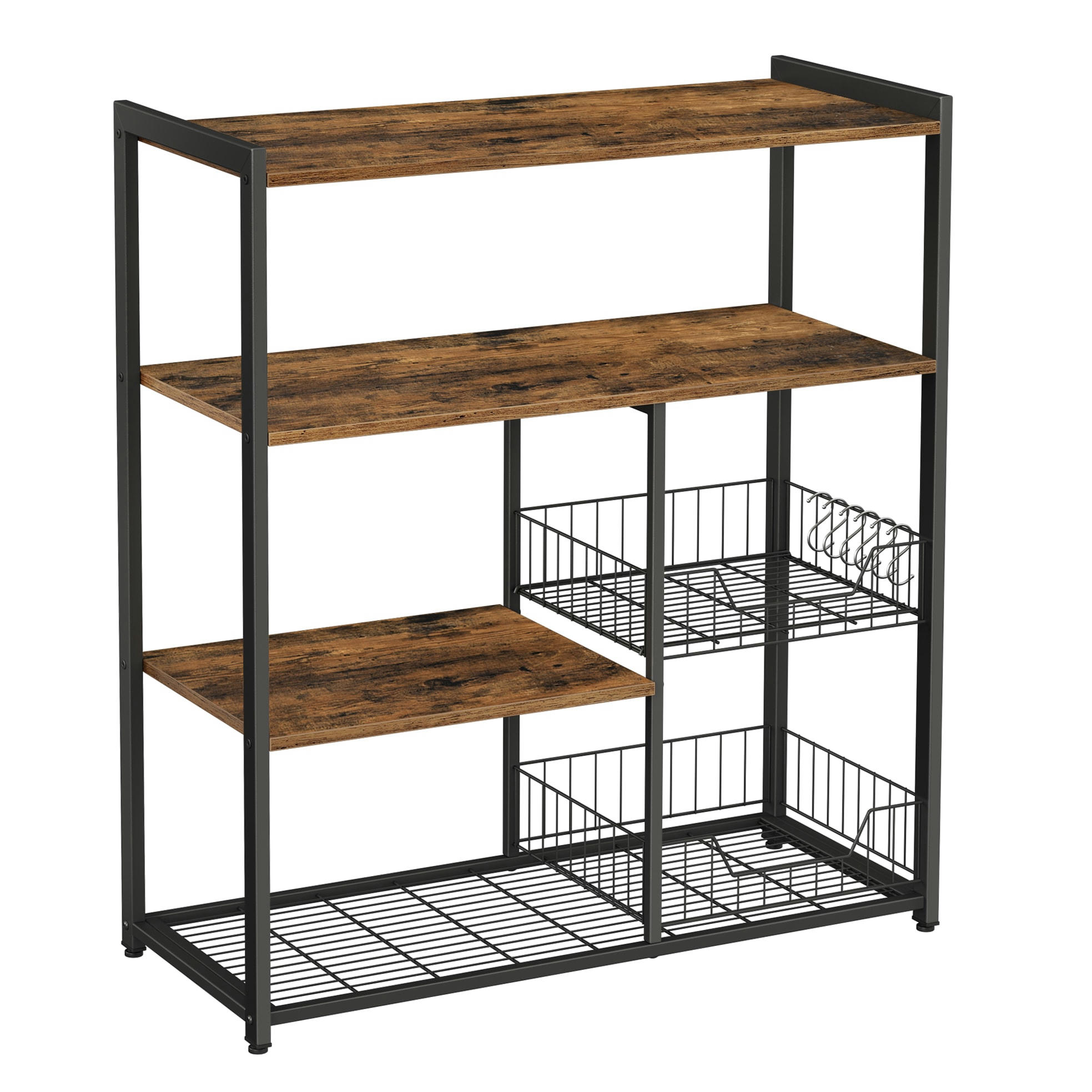 - Étagère de cuisine style industriel effet bois marron rustique