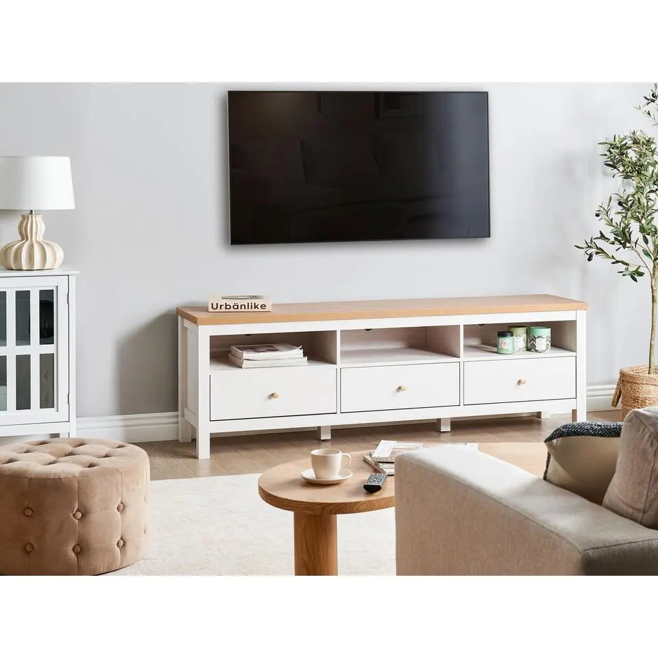 INVERELL - TV-meubel - Wit/Bruin - Vezelplaat