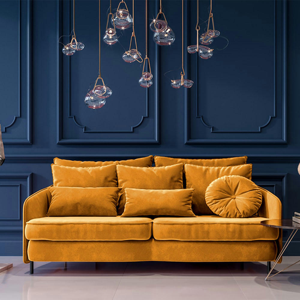 TREMEZZO - Canapé 3 places velours droit jaune