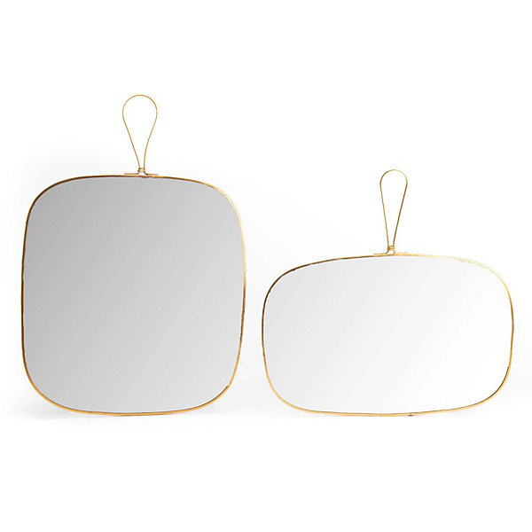 Miroir en verre et métal doré James 30x30 cm