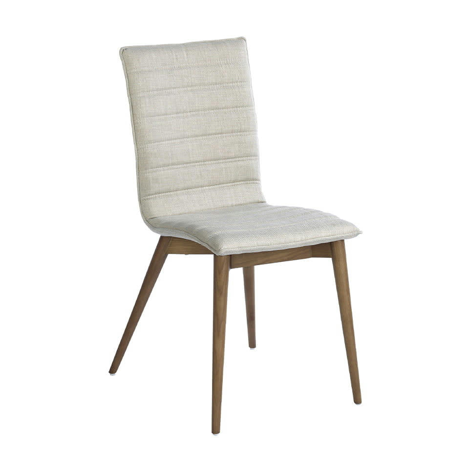 - Chaise en tissu avec pieds effet bois noyer