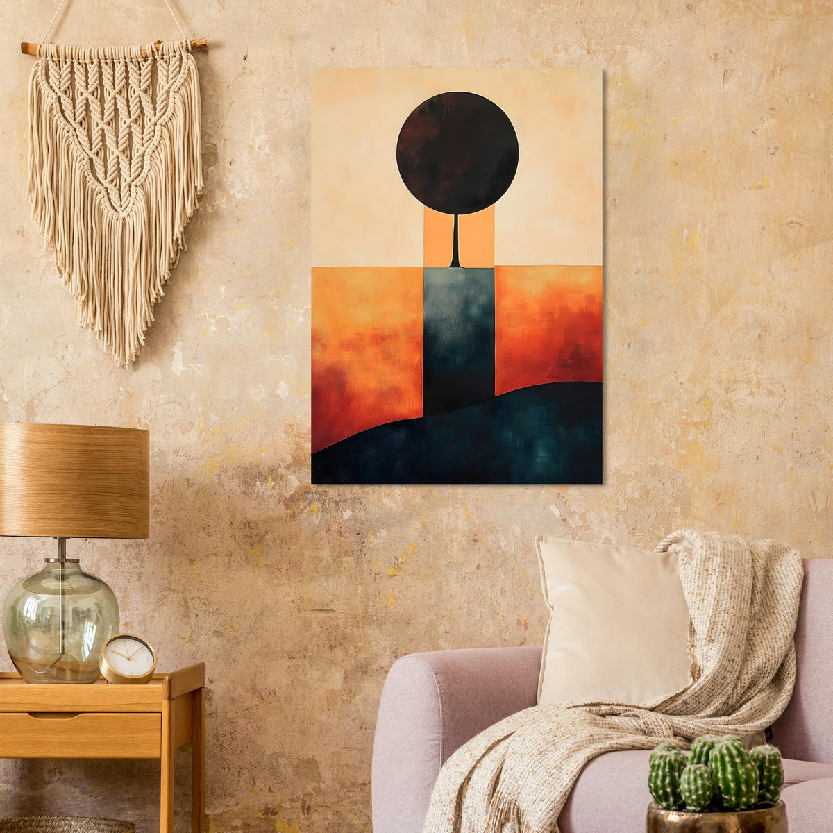 Artfulprints Poster Boho – Graphic dusk  - 70x100 cm - Oranje