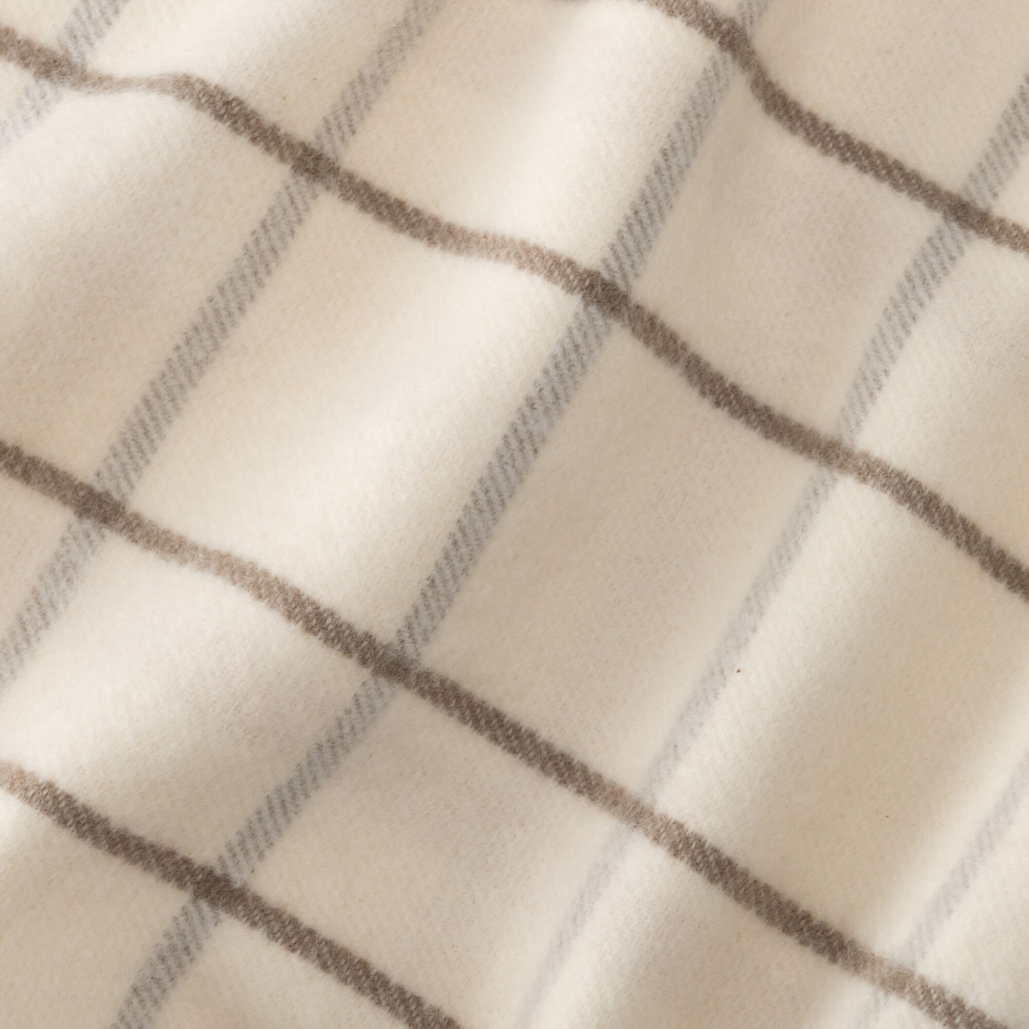 GILLIES - Plaid en coton et laine motif tartan finition franges 180x230cm - blanc écru