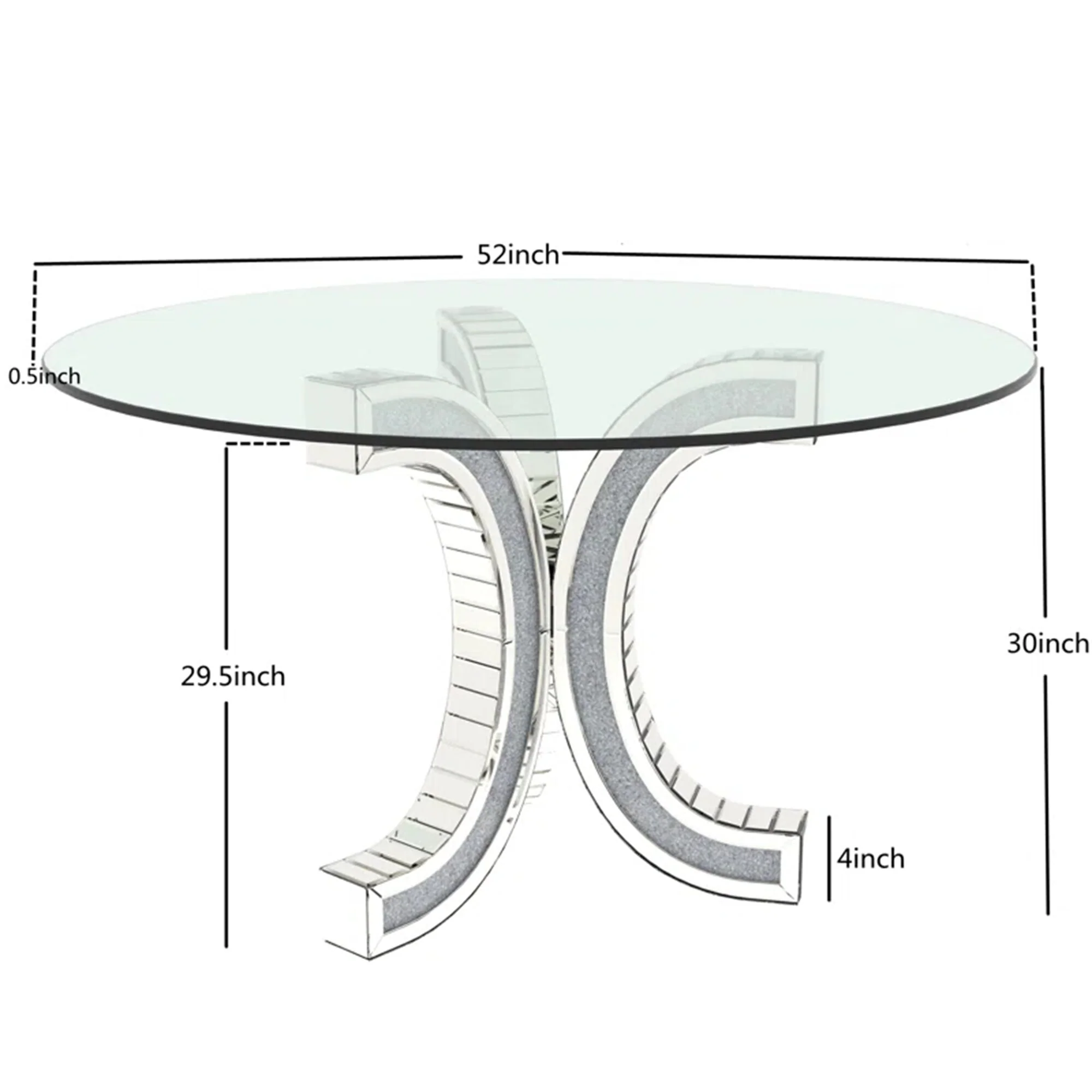 52 Round Tempered Glass Dining Table