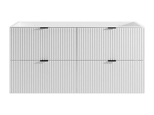 Meuble sous vasque suspendu strié - Blanc mat - 120 cm - ZEVINI