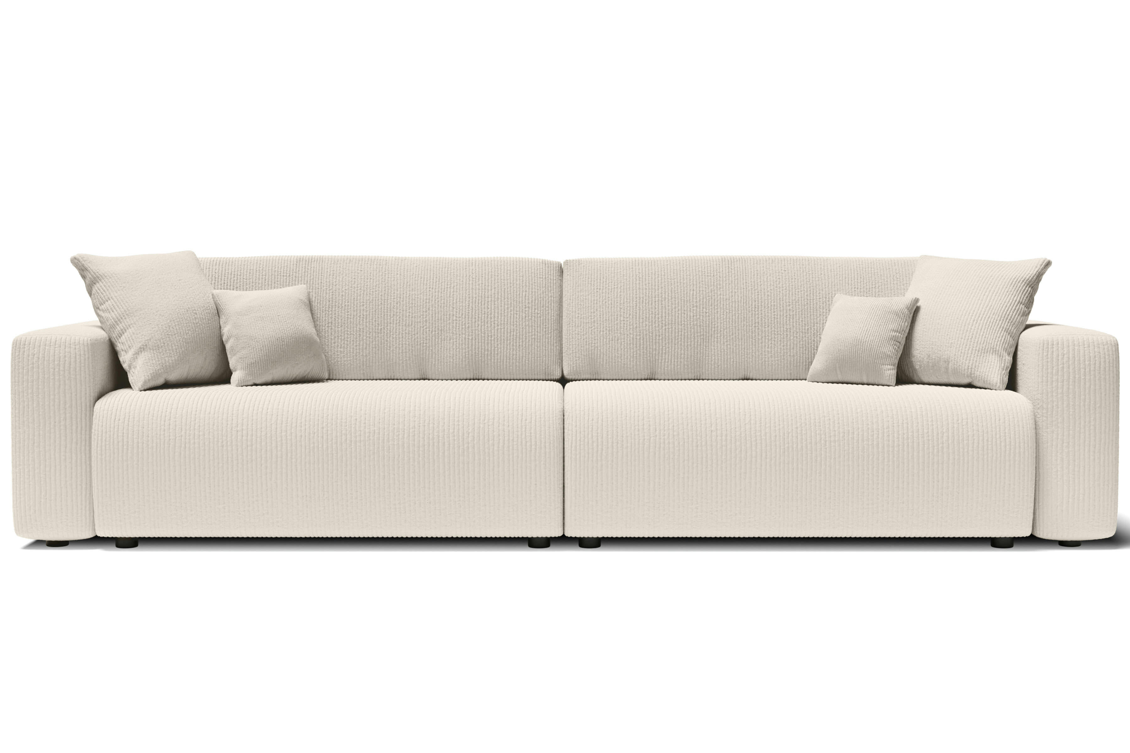 LEO - Canapé droit XL convertible en velours côtelé 5 places beige