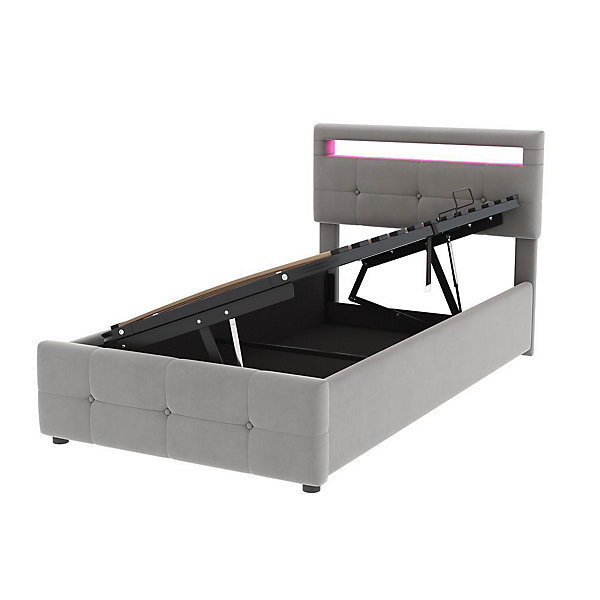 Lit Enfant 90X200Cm Led Hydraulique Gris Blackcolors
