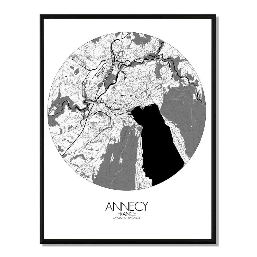 - Affiche Annecy Carte ronde 40x50