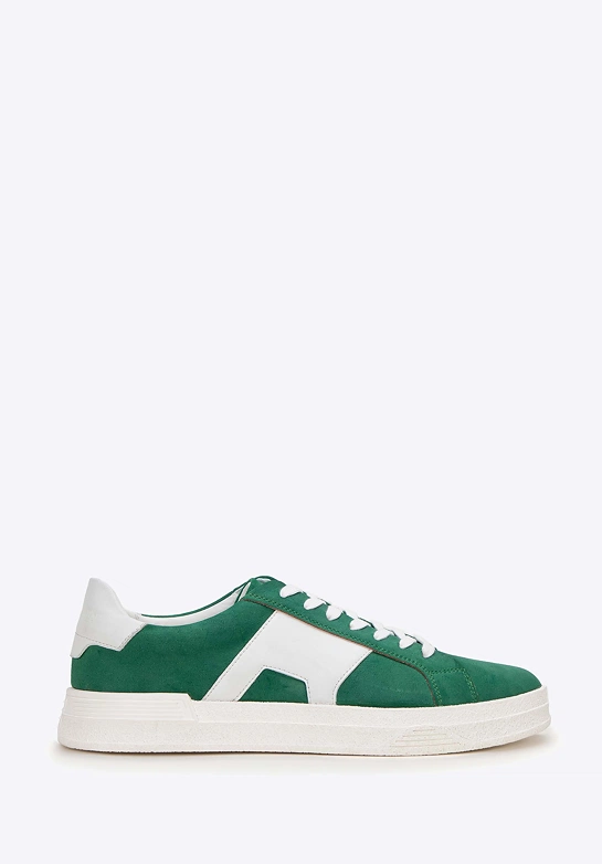 Męskie sneakersy z kontrastową podeszwą zielone