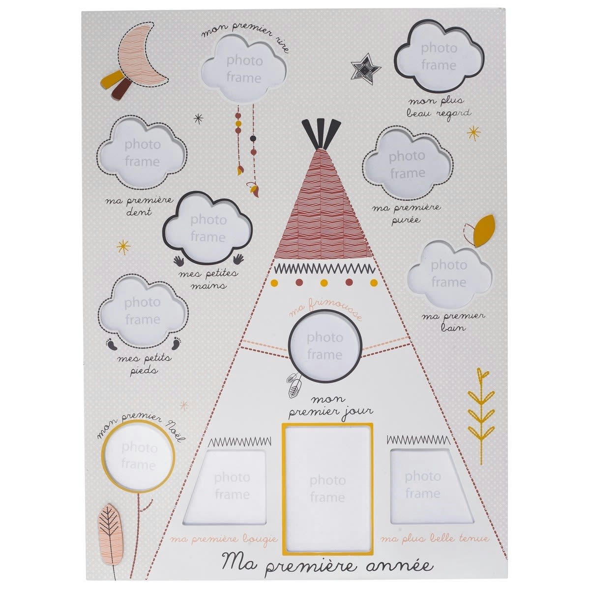 TIMOUKI - Pèle-mêle 12 photos en bois beige Tipi