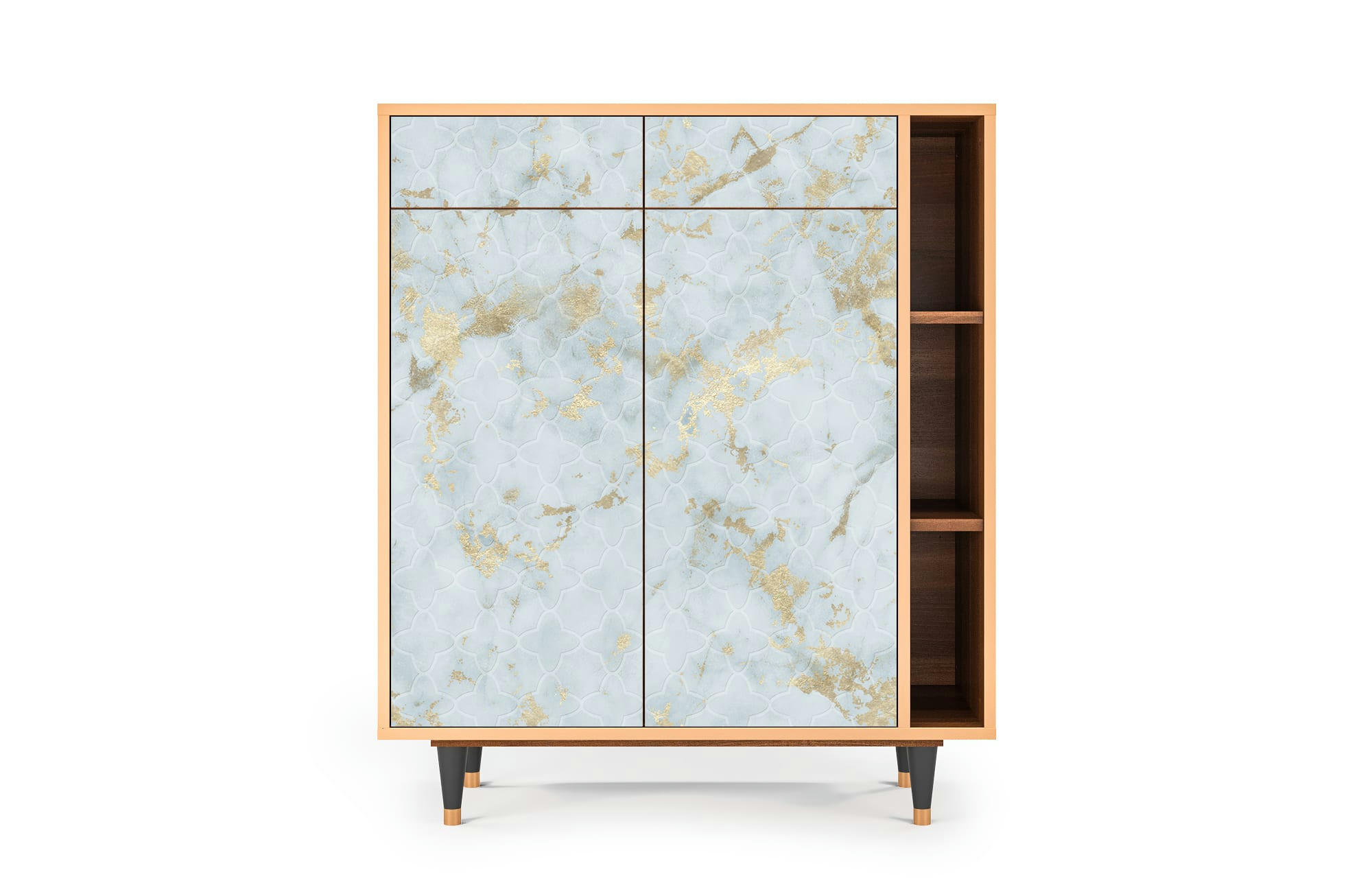 GOLDEN WAVES - Buffet  blanc clair 2 tiroirs et 2 portes L 94 cm