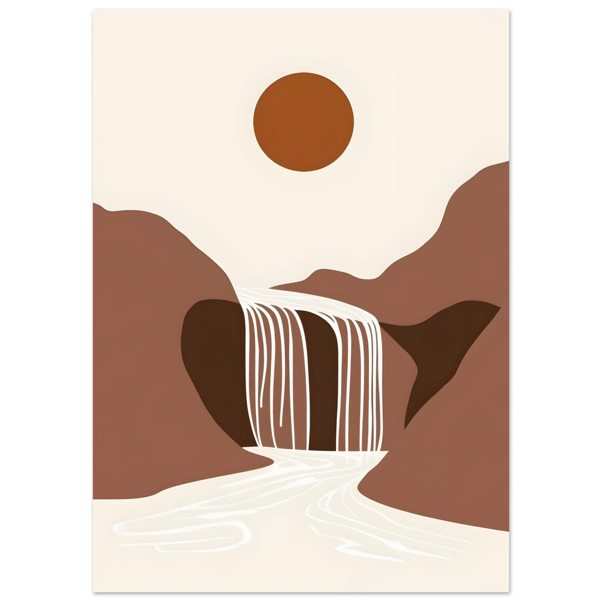 Artfulprints Poster Boho – Warm waterfall  - 50x70 cm - Bruin