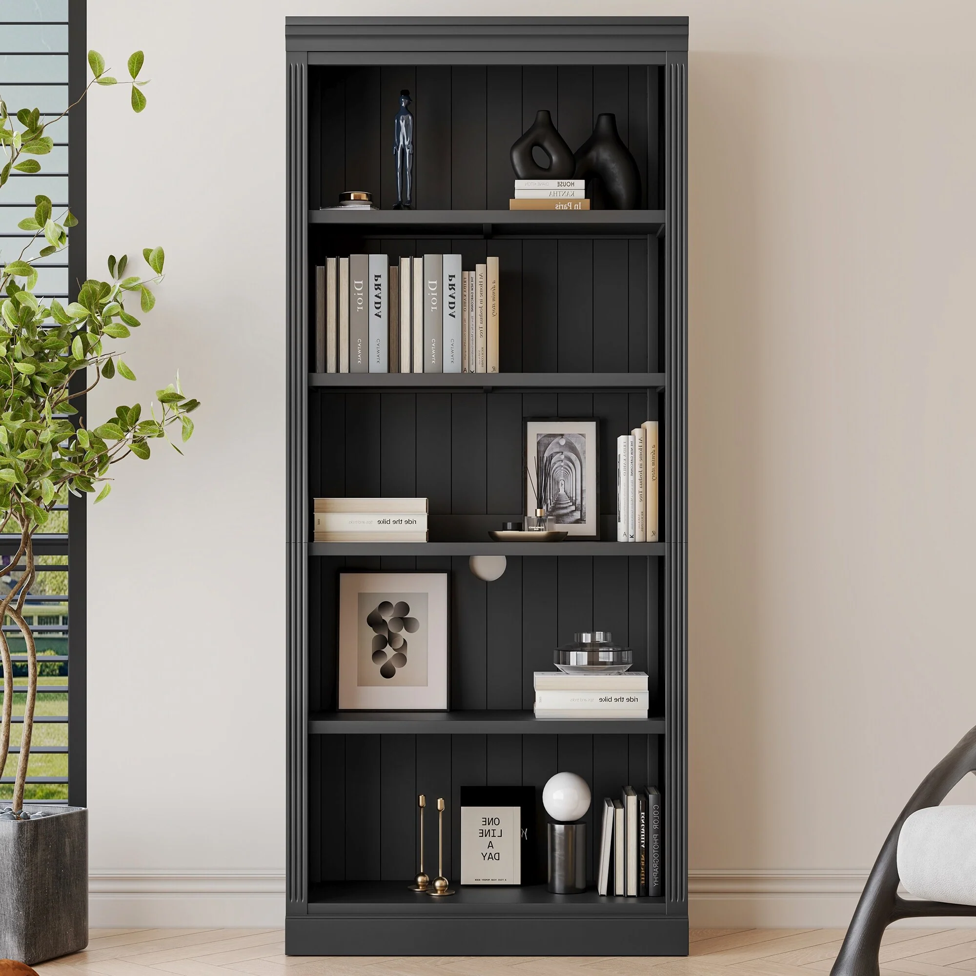 Merax 5-Tier Home Decor Bookshelves with Adjustable Storage Shelves