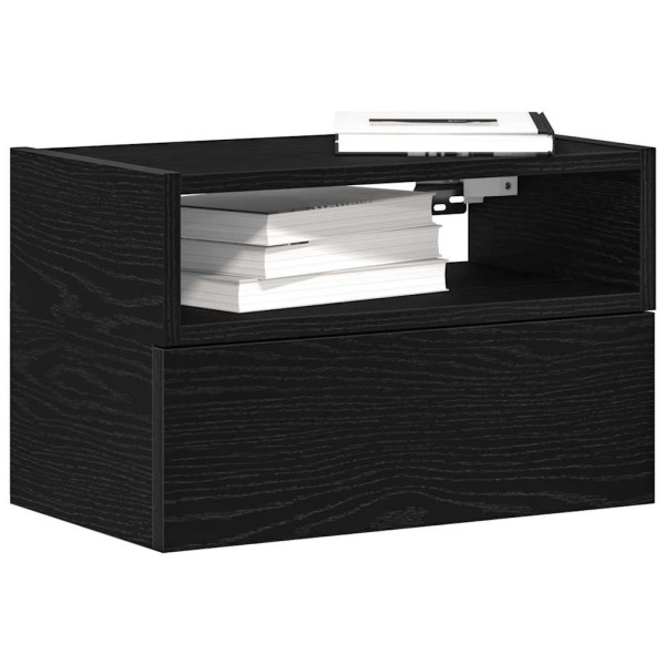 2x Szafka Nocna Stolik Czarna z Szufladą Wisząca Do Sypialni 45x26x28,5 cm