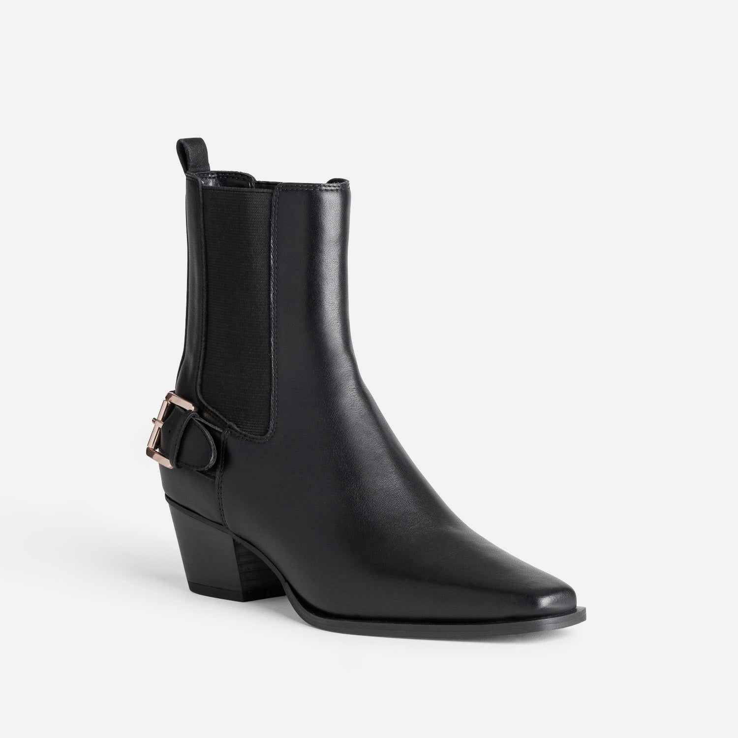 Chelsea boots TEXTO noir cuir esprit motard