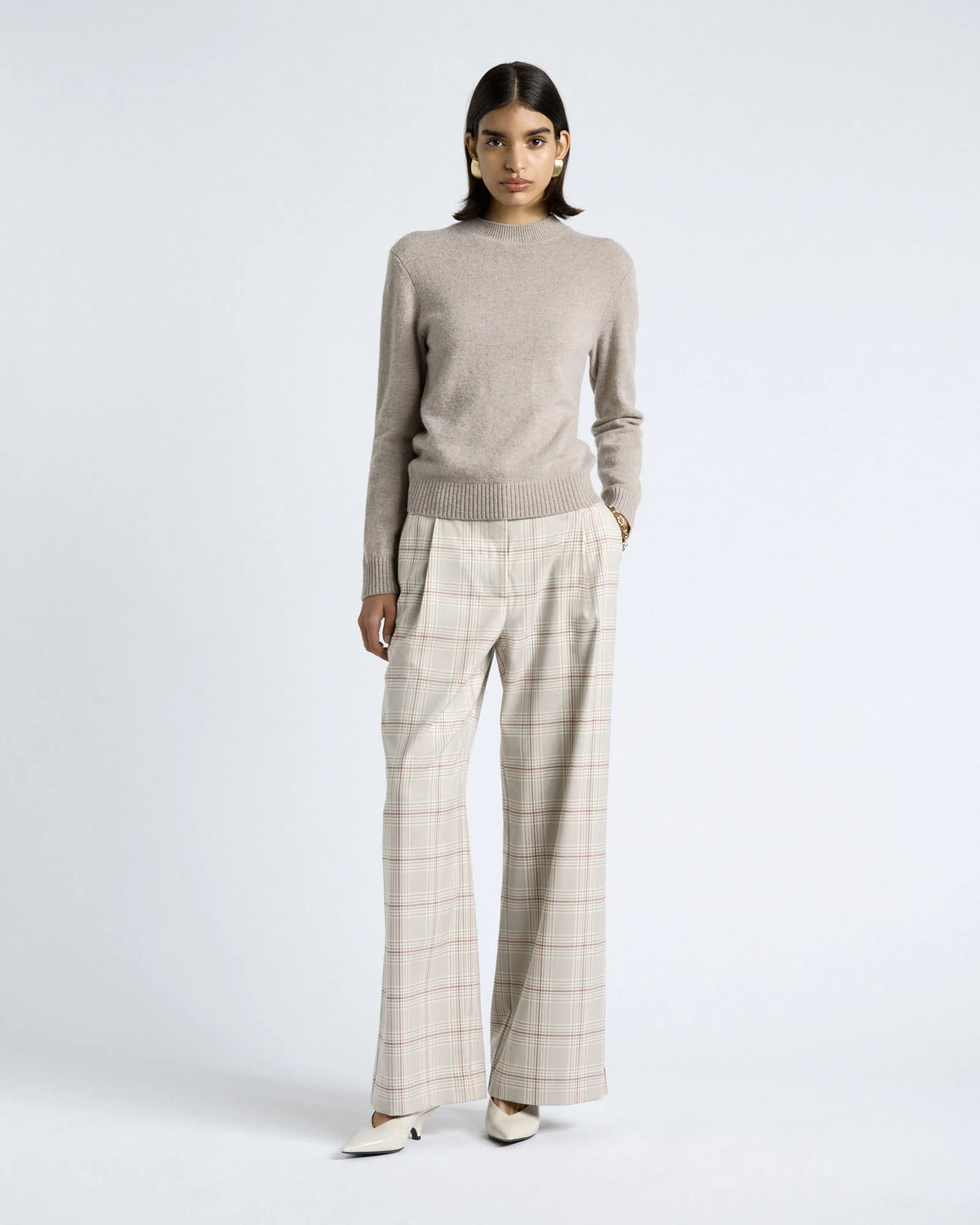 Merino Cashmere Blend Mock Neck Knit