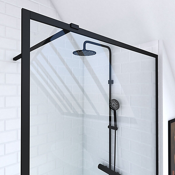 Paroi de douche à l'italienne noir Galedo Dark Edge transparent 100cm