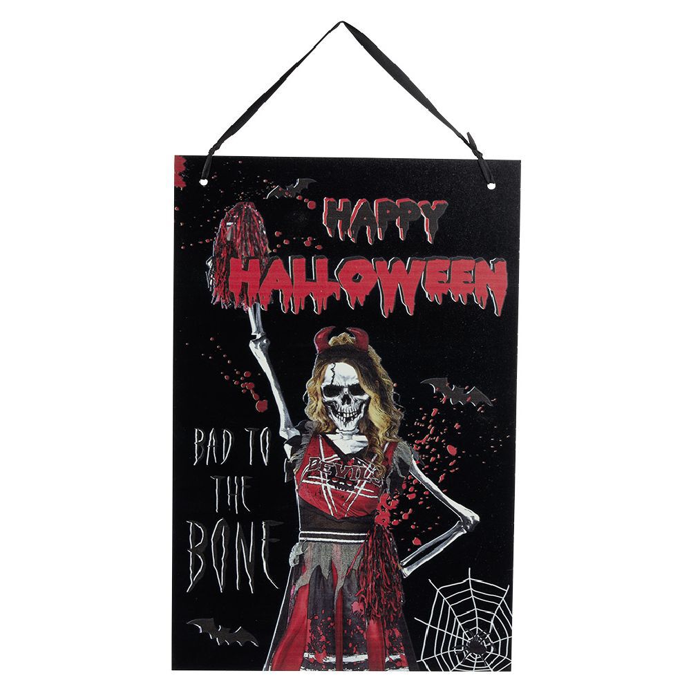 Pancarte Halloween bal de promo zombie à suspendre métal