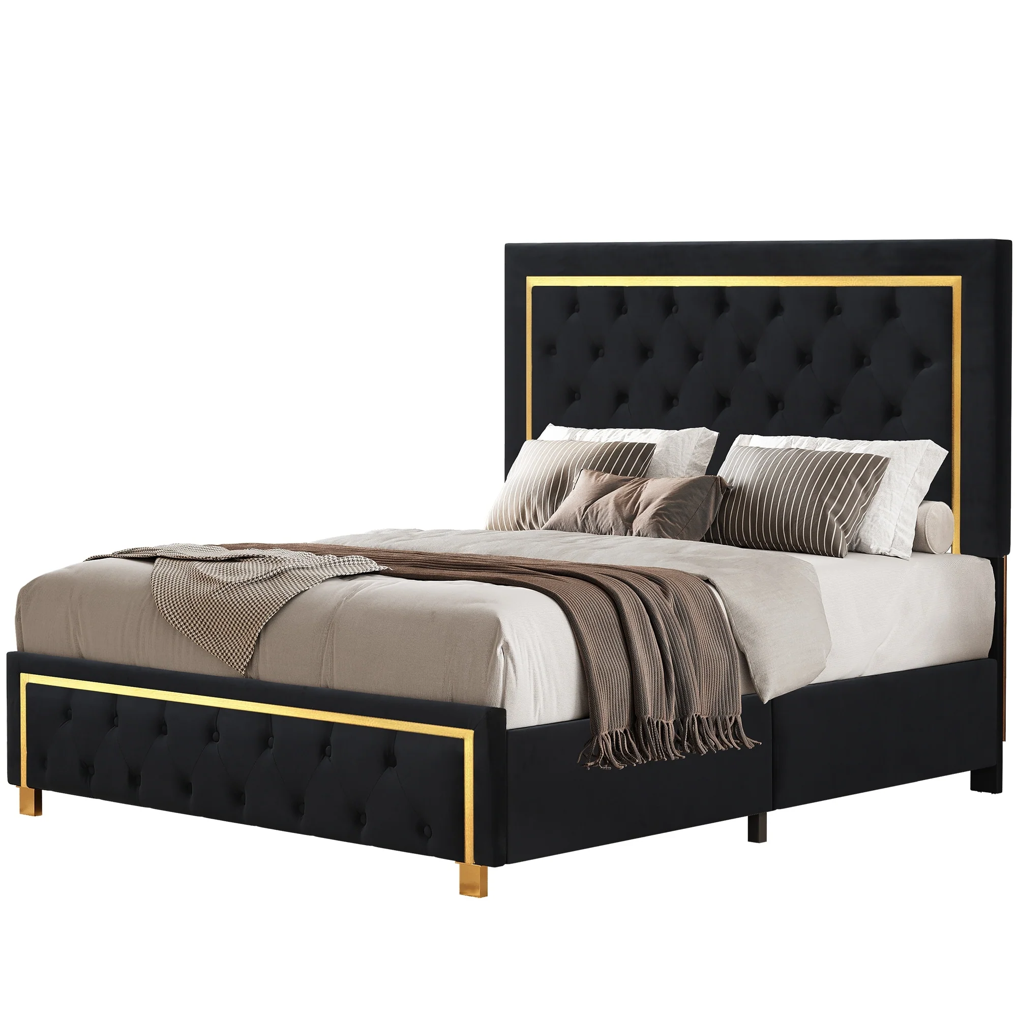 Moasis Queen 51.5 Tall Button Tufted Headboard Bed Frame