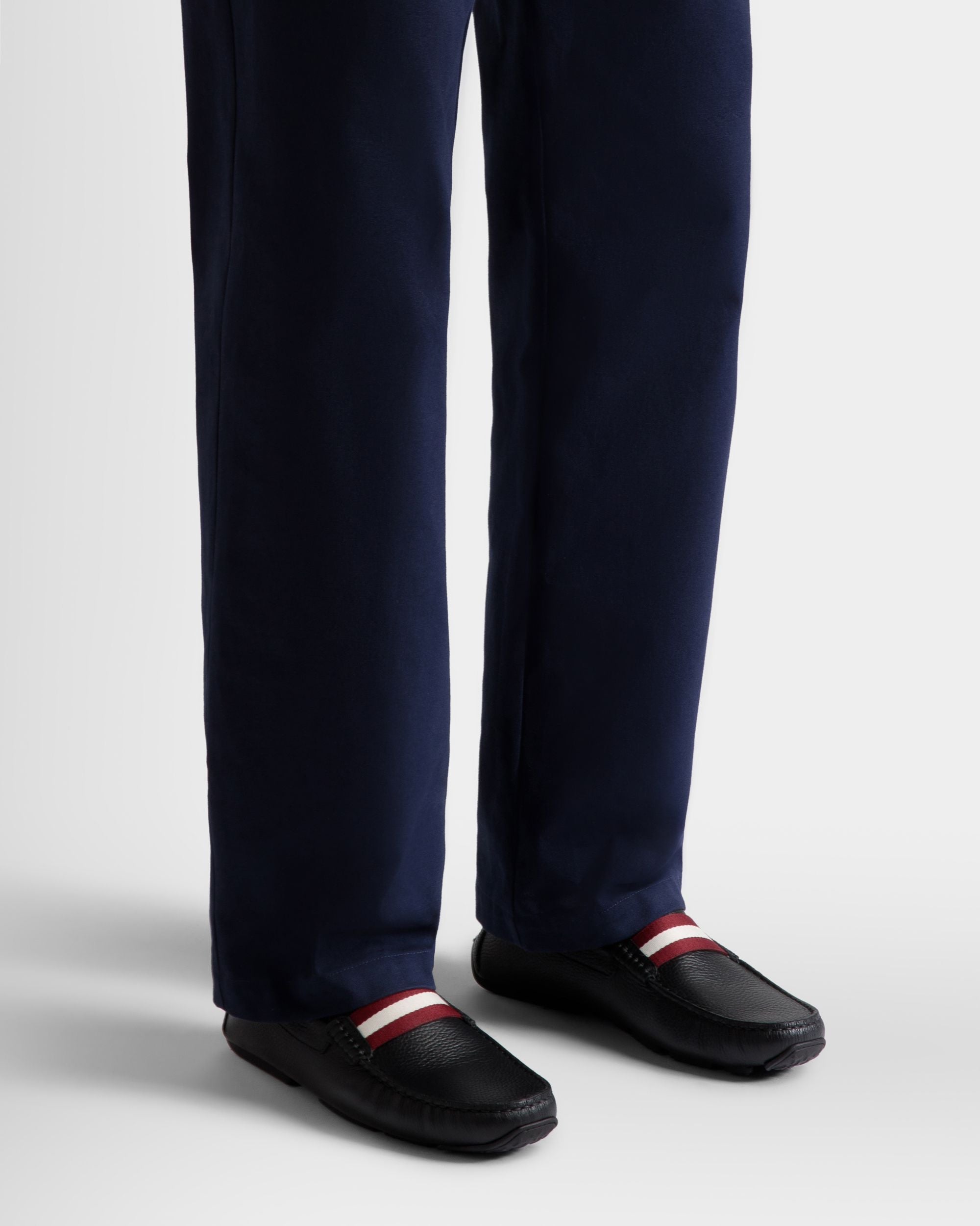 Pilot Driver-Schuh Aus Genarbtem Leder In Schwarz