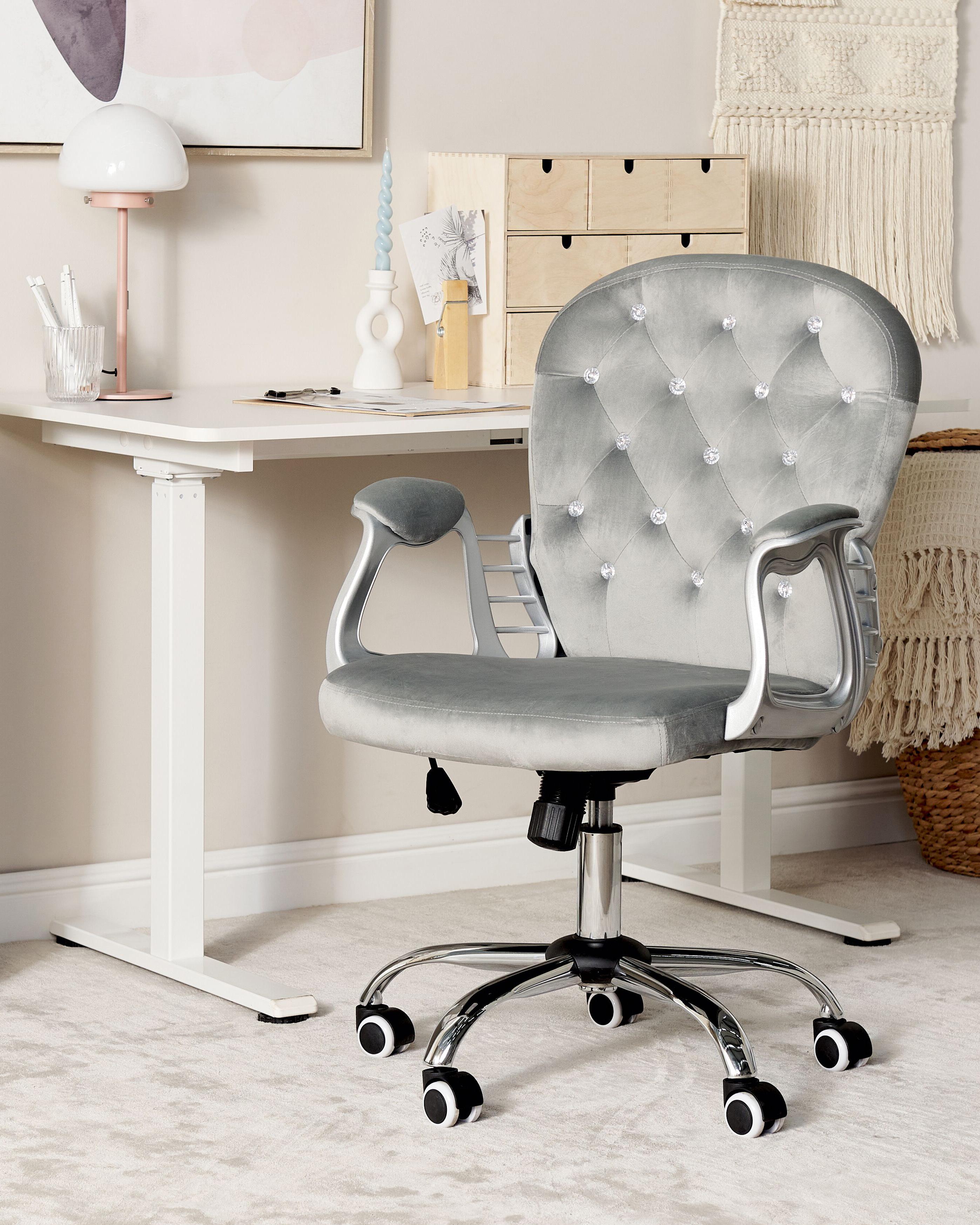 Desk Chair PRINCESS Velvet Light Grey