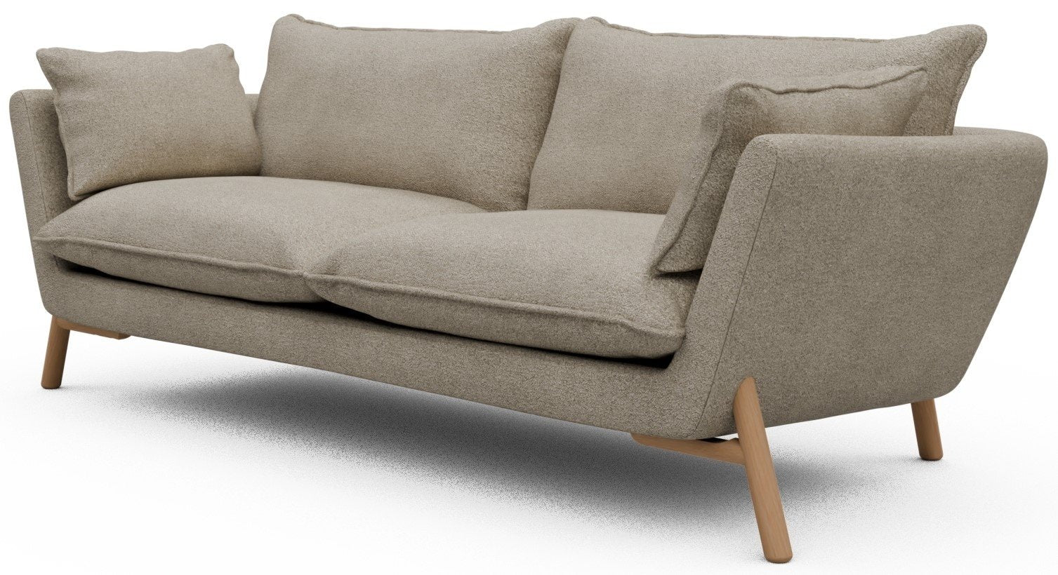 Kragelund Hasle 3-zits Bank Beige Bouclé   Eiken