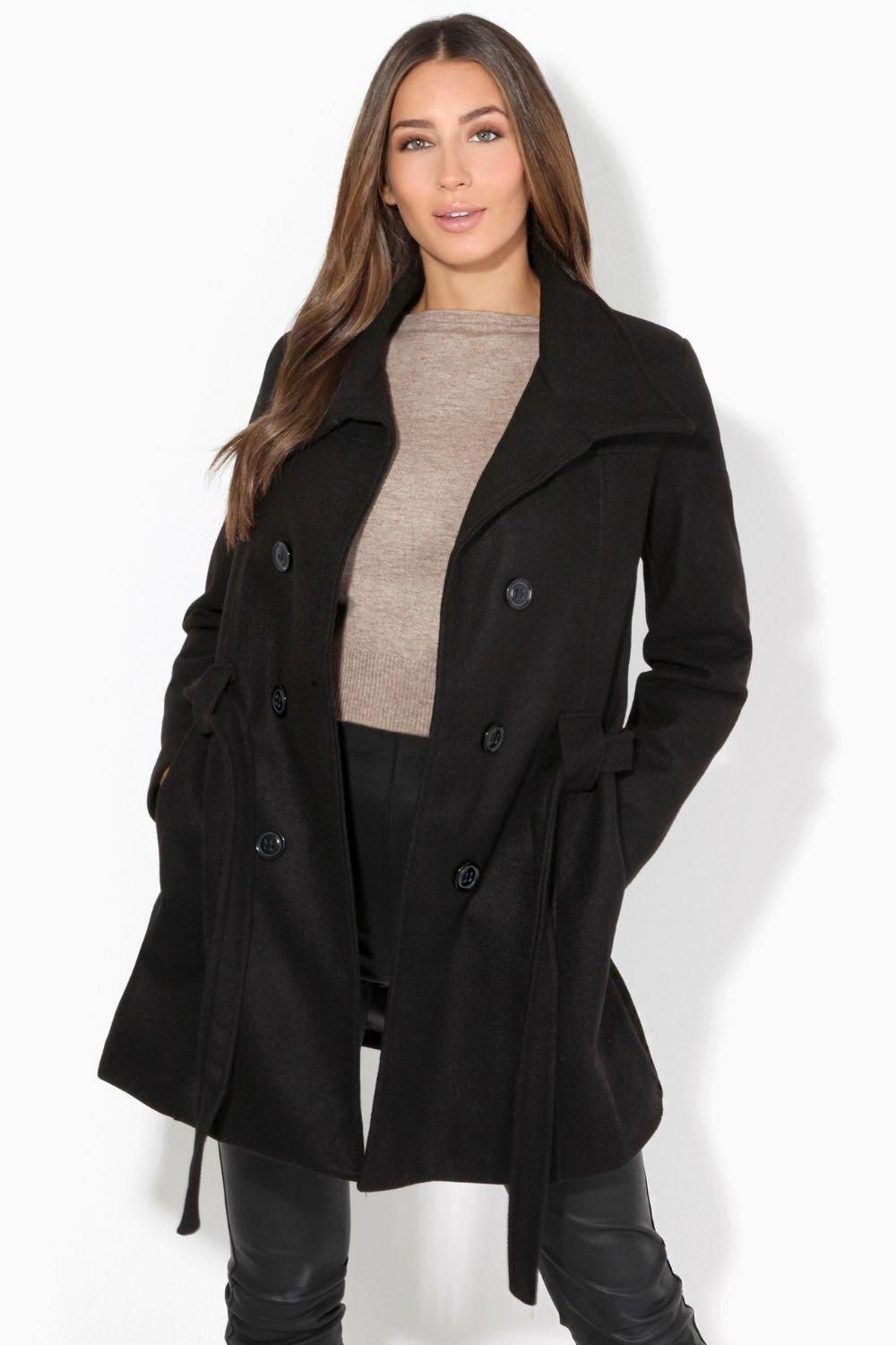 KRISP Belted Double Breasted Winter Coat
